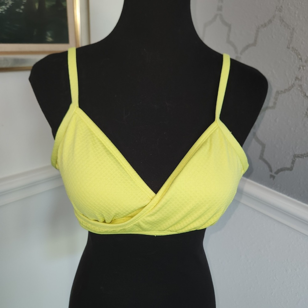 Women's Sugar Beach Padded Bikini Swimsuit Top Textured Size‎ L Yellow